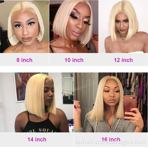 T Lace 613# Bob Wig Cheap Wholesale Vendor Short Bob Wigs Blonde 613 Straight Brazilian Human Hair Wig